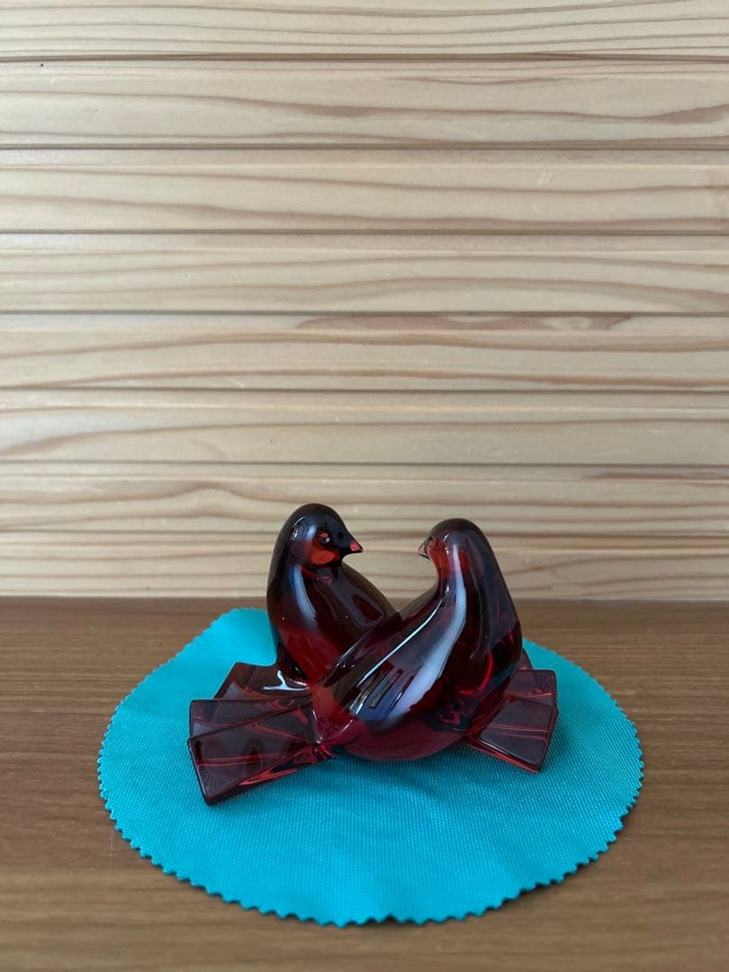 バカラ　ハトつがい　ワインレッド