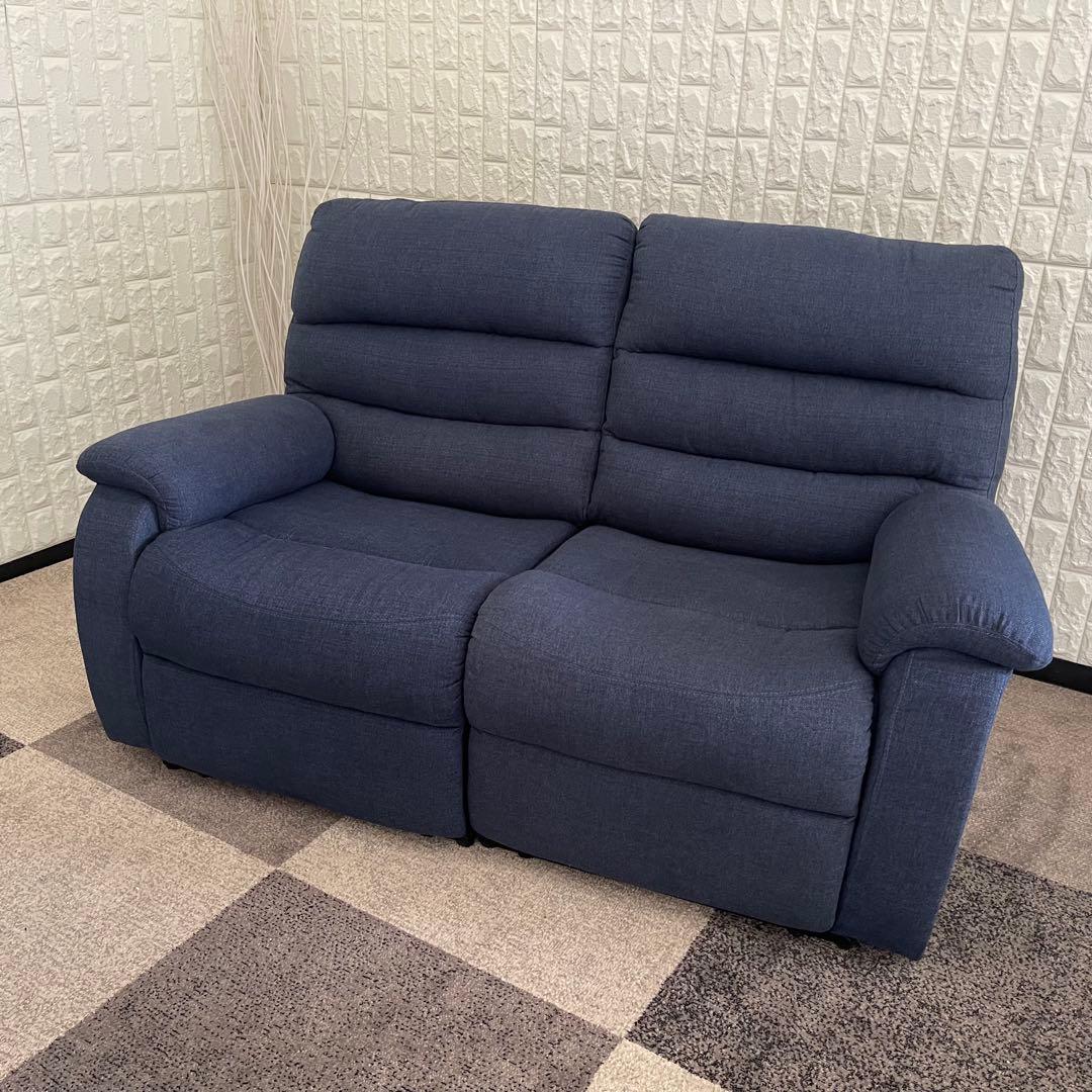 てらさん ✨ニトリ　電動リクライニングソファ　2人掛け　ビリーバ　ブルー