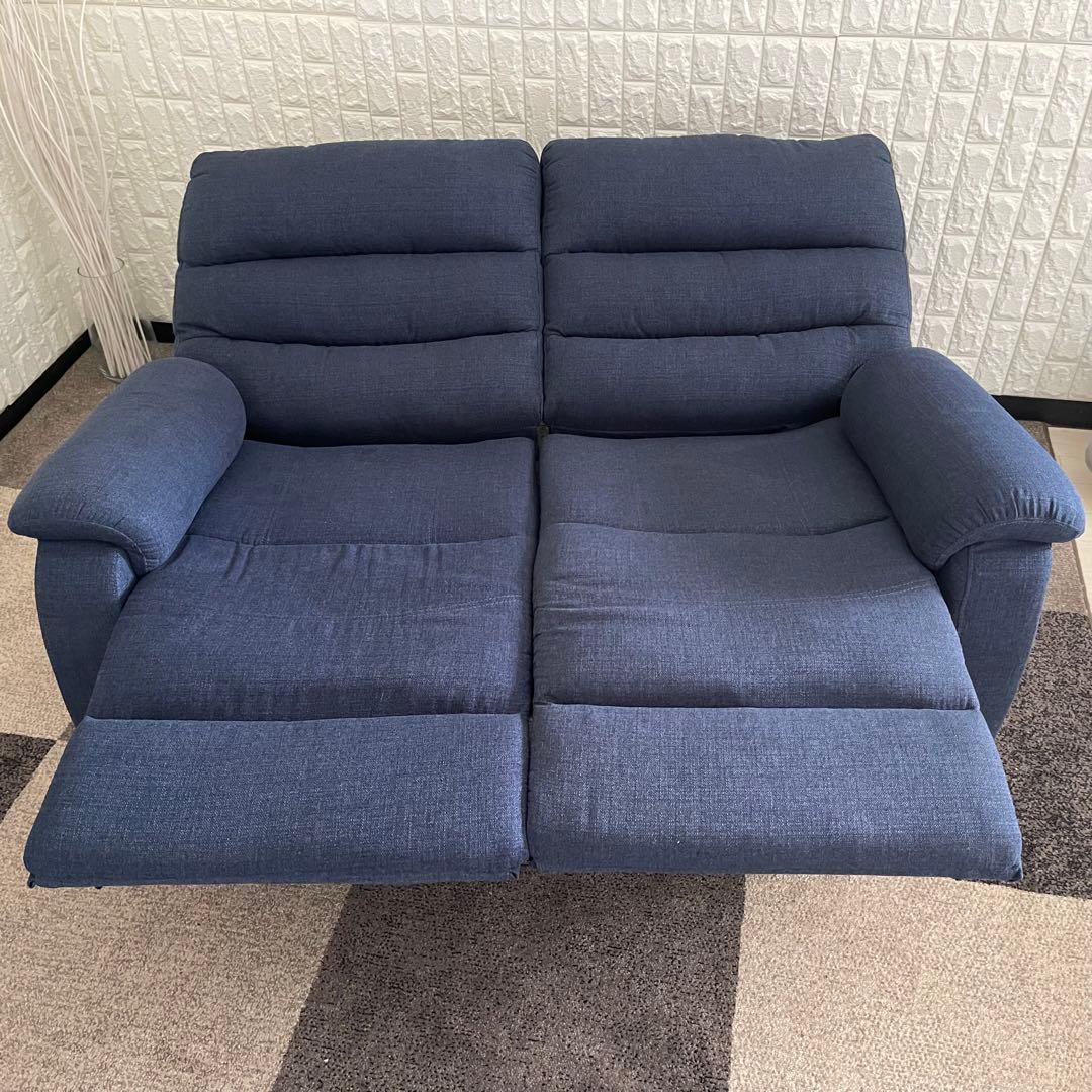てらさん ✨ニトリ　電動リクライニングソファ　2人掛け　ビリーバ　ブルー