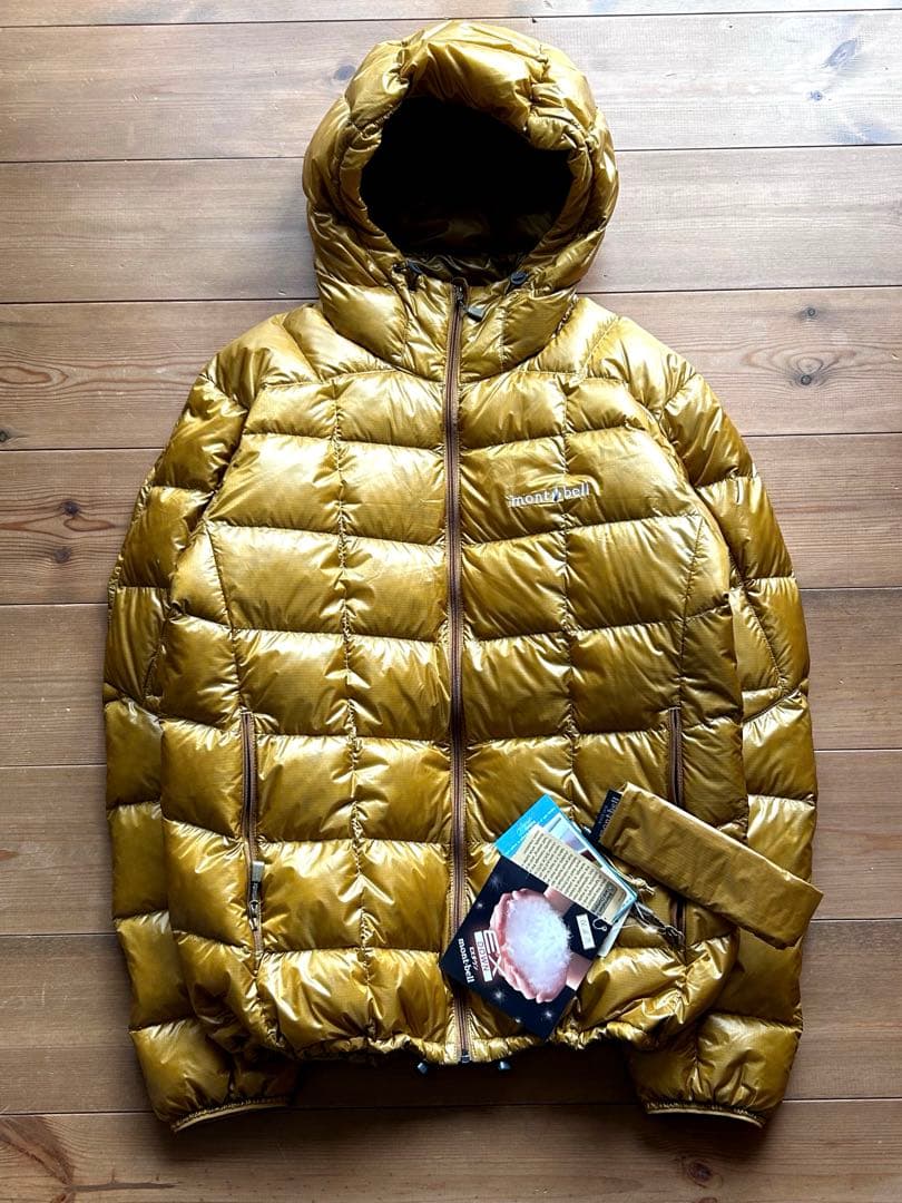 モンベル スペリオダウン　パーカ ドローコード ゴールド　田中シェン似　y2k