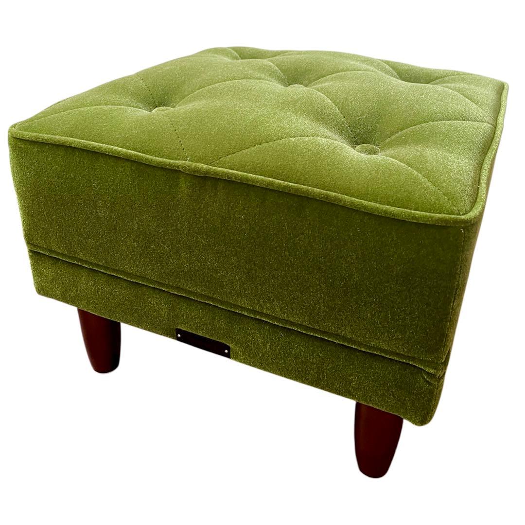 美品 カリモク60 X36206 QD モケットグリーン オットマン