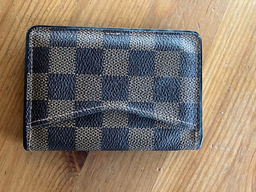 チェック柄レザー名刺入れ