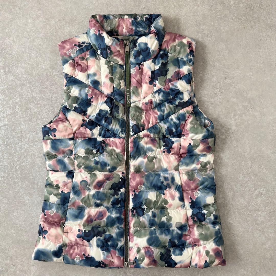 美品 RLX RALPH LAUREN ポロ ゴルフ 中綿ベスト 総柄 水彩