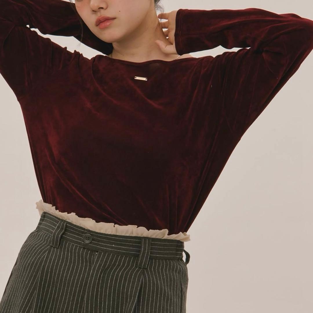loin nuit velours long sleeve tops ボルドー