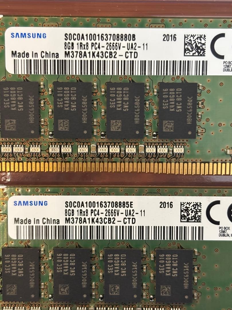 メモリ8GB×2枚 SAMUSUNG PC4-2666V-UA2-11