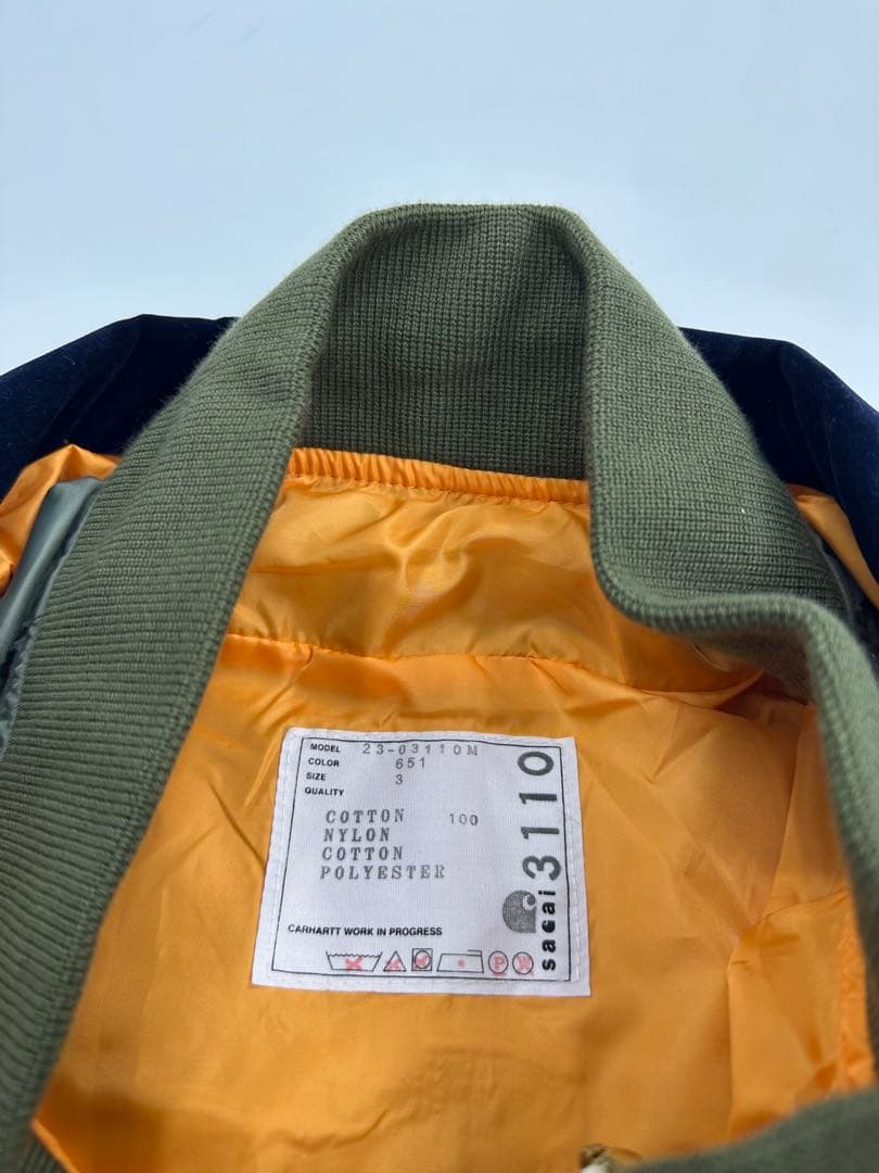 希少/美品/sacai × Carhartt WIP/カバーオール MA-1/L