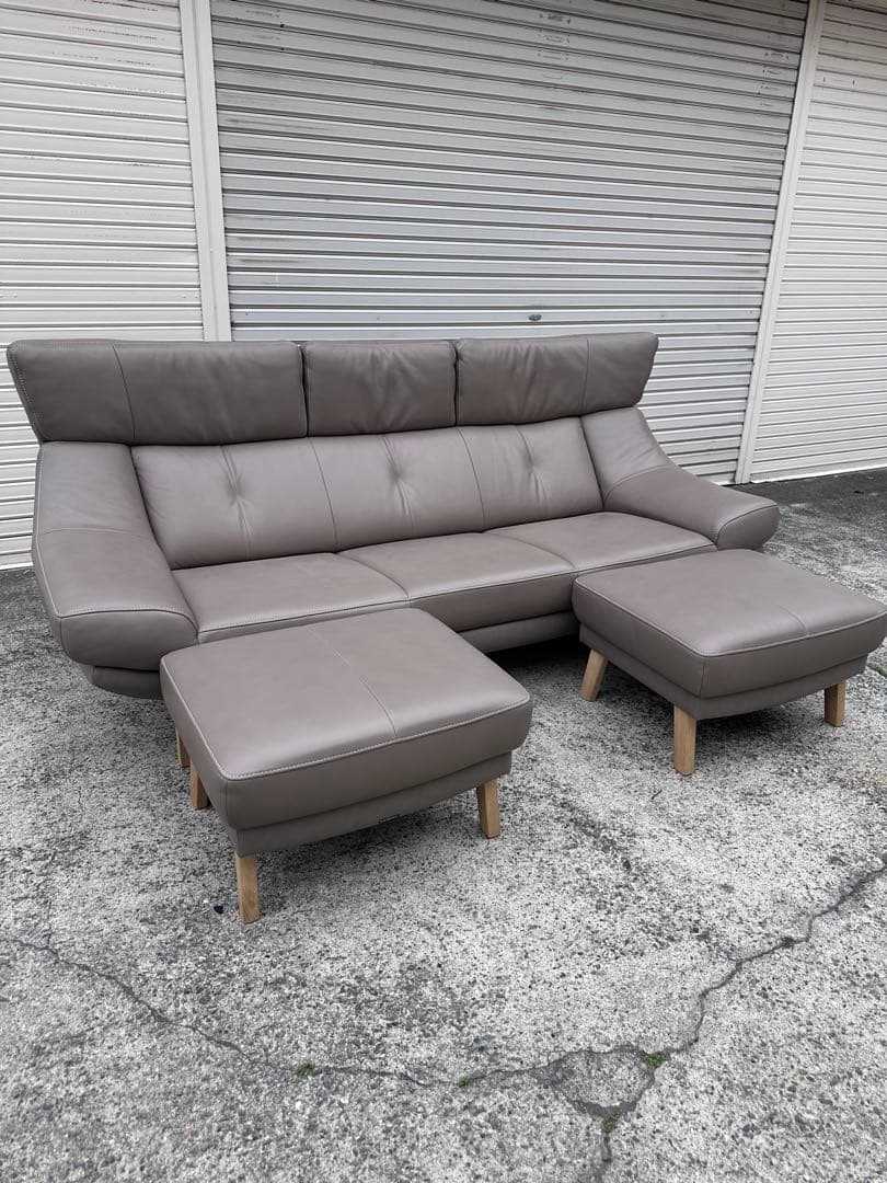 カリモク ZU46モデル 3人掛けソファ 本革ソファ 極美品　junyun