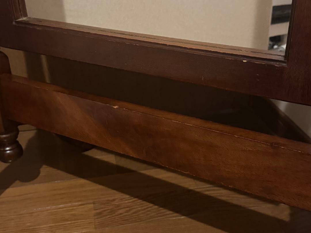 英国クラシック 北欧レトロ 木製 脚付き スタンドミラー 全身鏡 古家具　猫脚