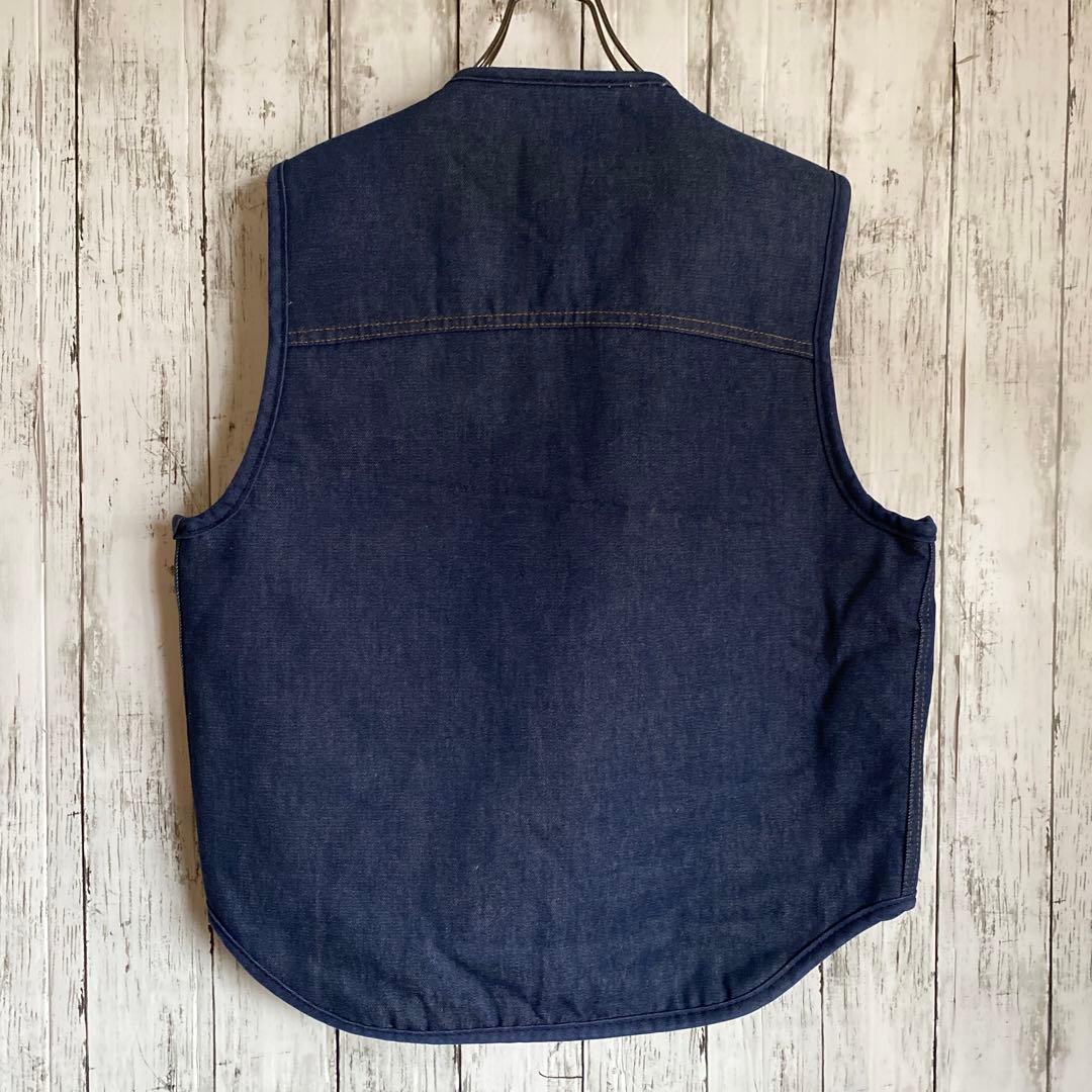 【しん】カーハートCarharttデニムベストボア裏地 ネイビー Lサイズ