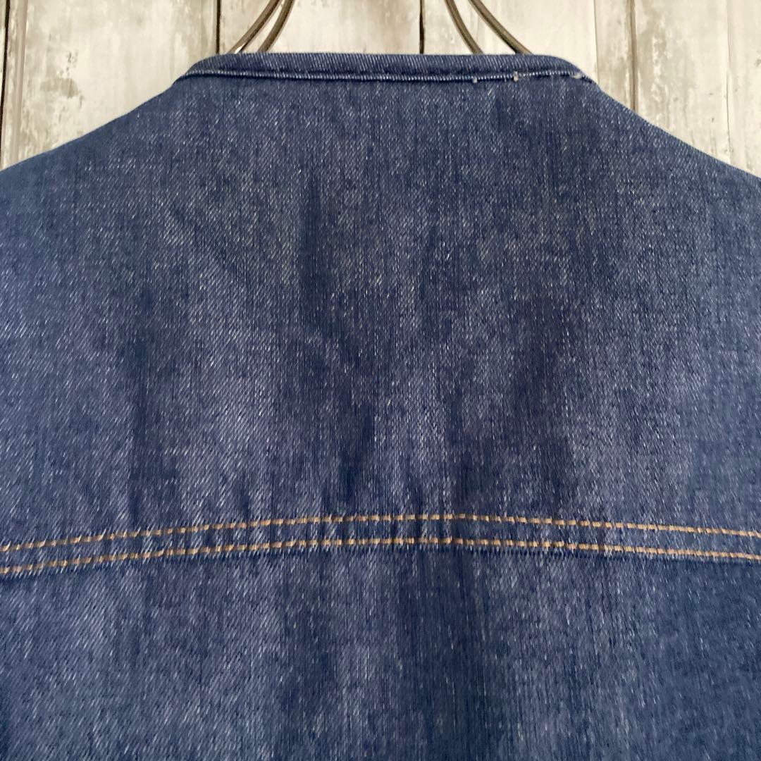 【しん】カーハートCarharttデニムベストボア裏地 ネイビー Lサイズ