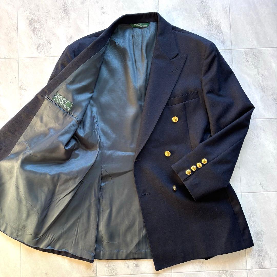 り*い様 【USA製】ポロバイラルフローレン 紺ブレ テーラードジャケット 金ボ