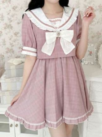 ぽ*こ様 ※即完売！新品★ROJITAチェック柄レースデカリボンセーラーワンピー