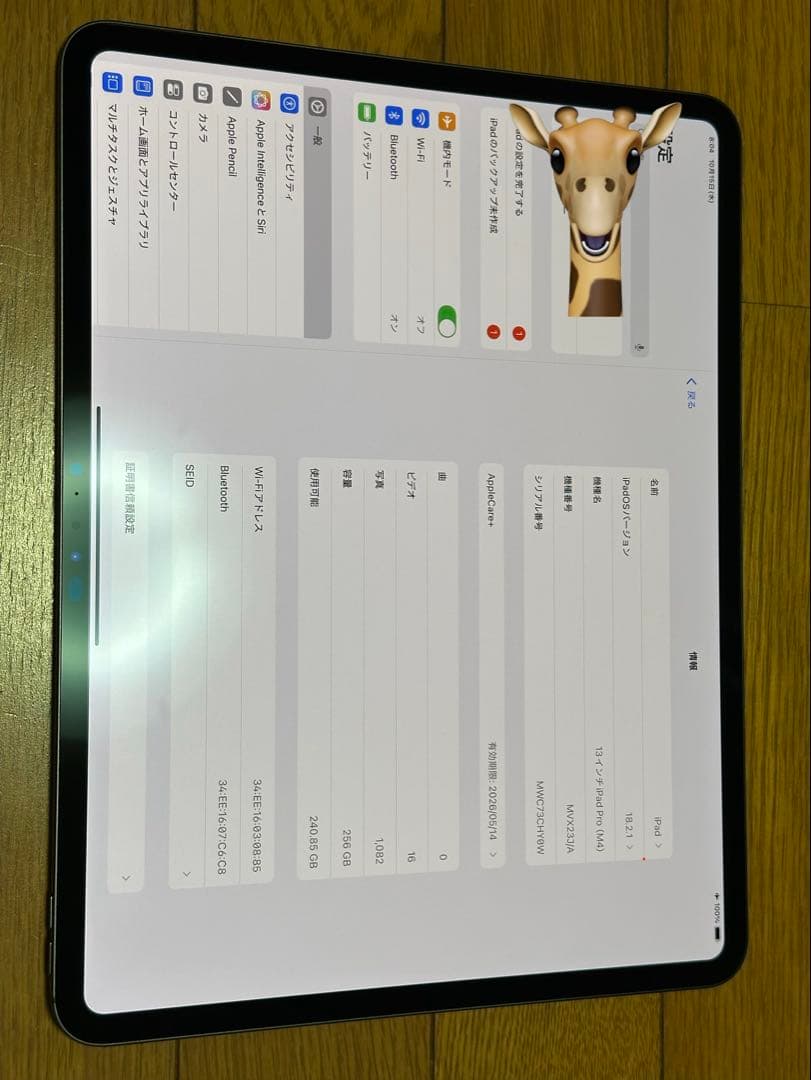 M4 iPad Pro 13インチ256GBWi-Fi Care付き
