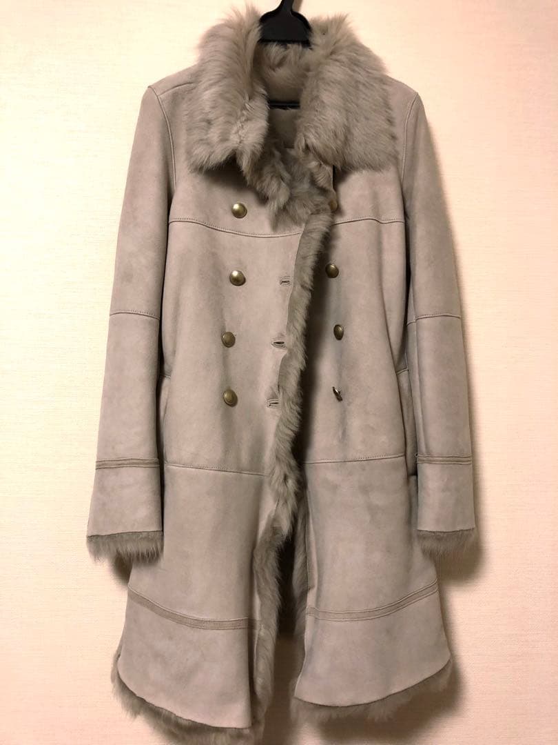 ゆっち　クリーニング済　羊毛　100% リアルファー　ムートンコート