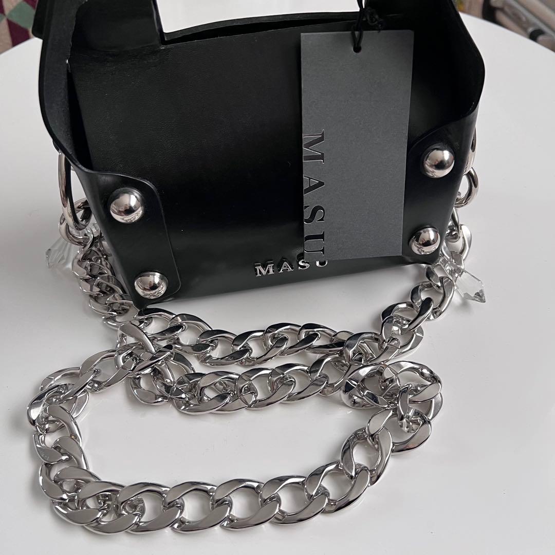 美品 MASU 24AW Leather cake bag BLACK