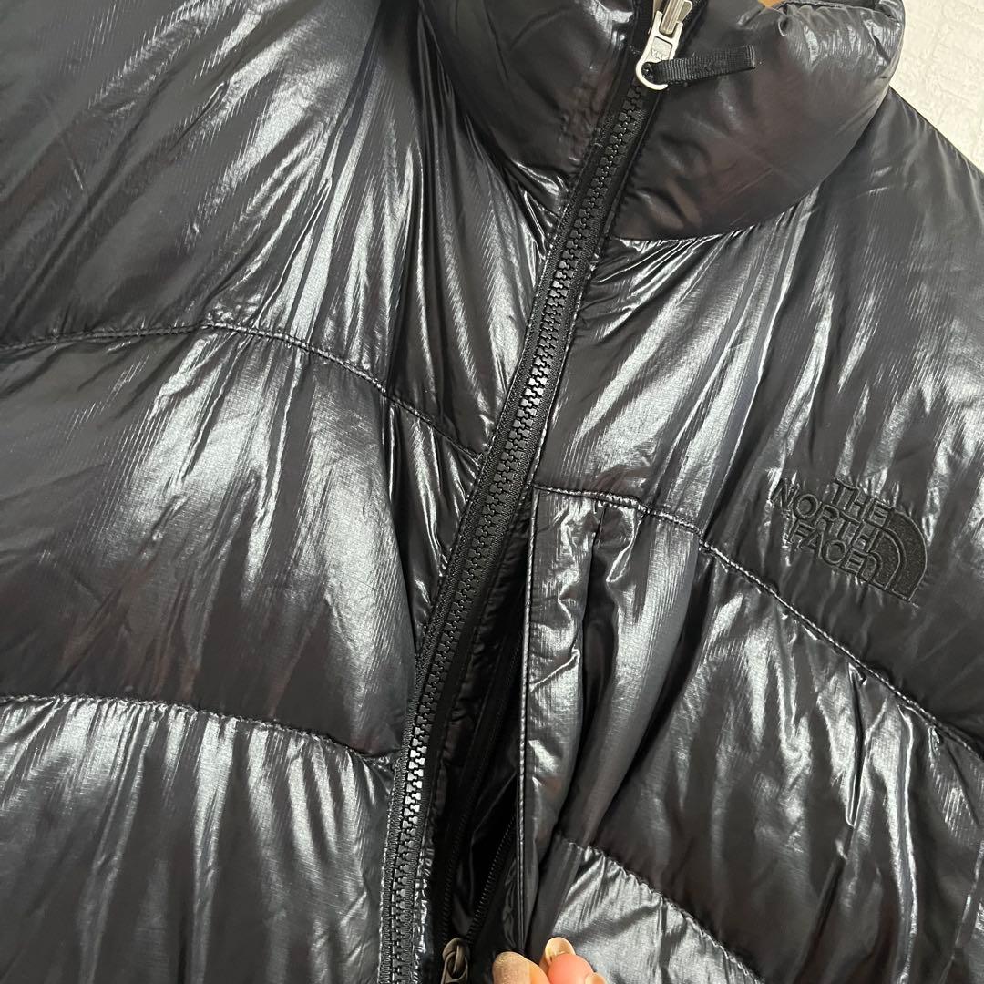 ノースフェイス ダウンジャケット ロゴ黒 XL
