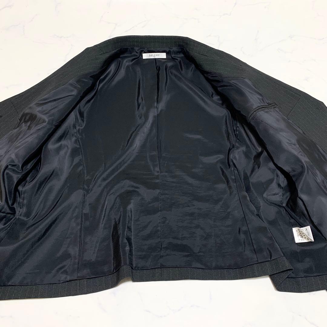 【洗える　特大4L！】セロリー　3ピースセットアップ　高級事務服　ストライプ