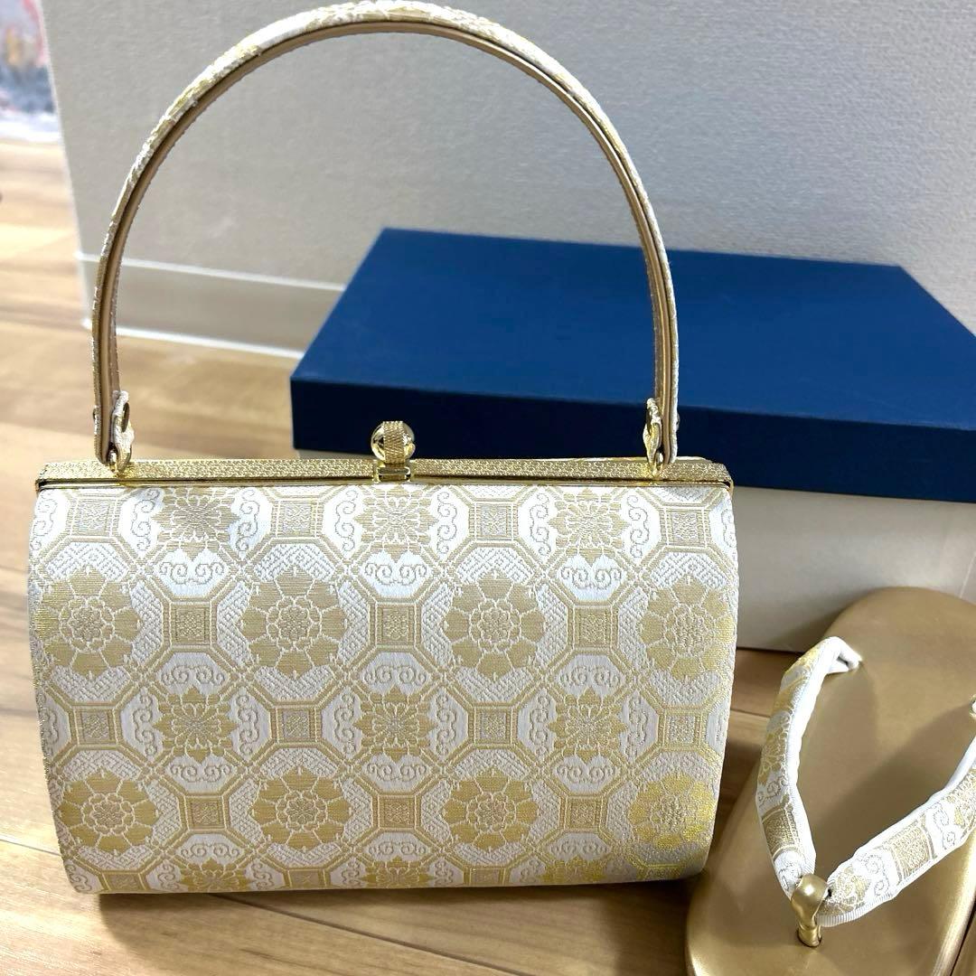 フォーマル 正絹帯地 草履 バッグセット 和装 一度のみ使用 ①