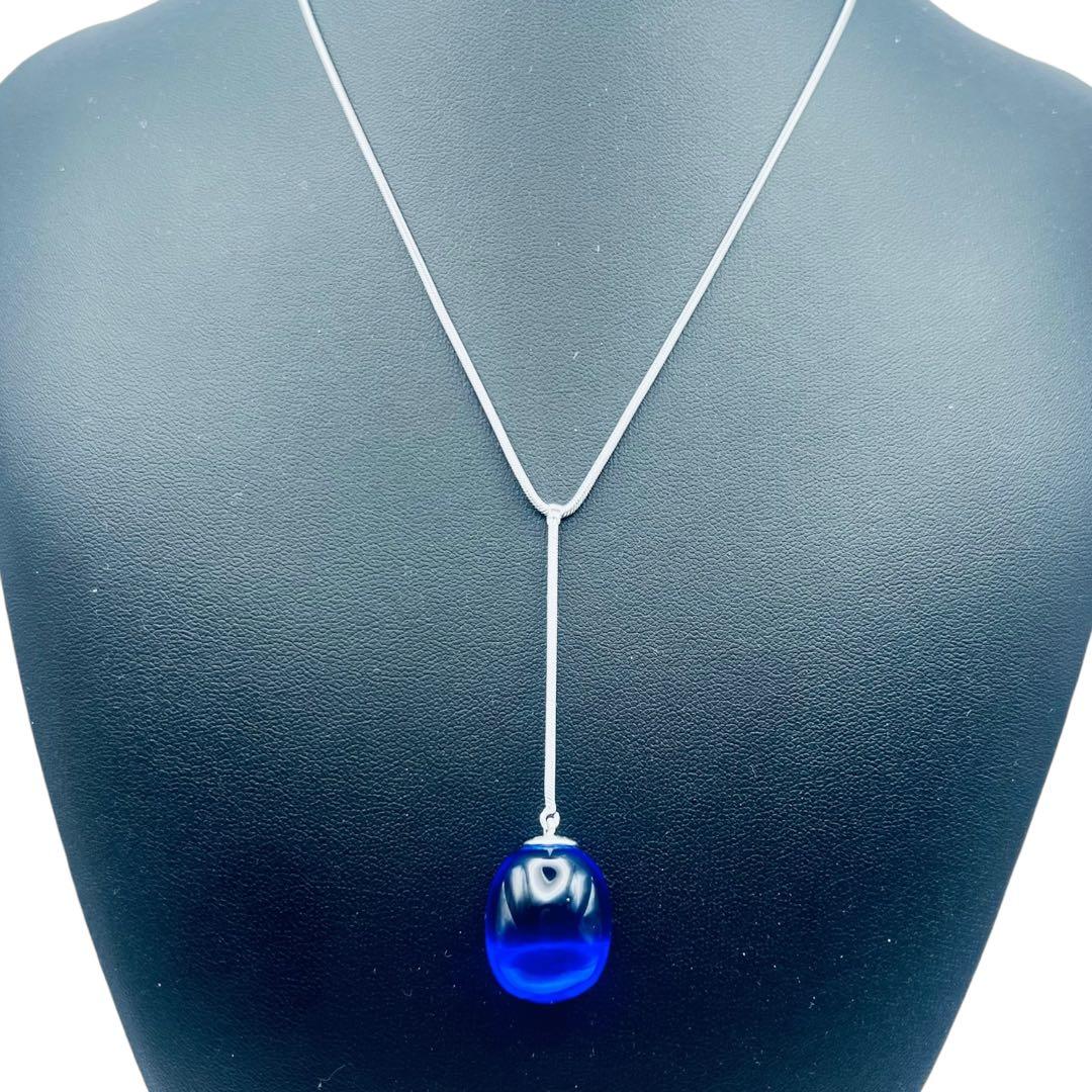 バカラ　タンタシオン　ブルー　クリスタル　シルバーネックレス　ペンダント