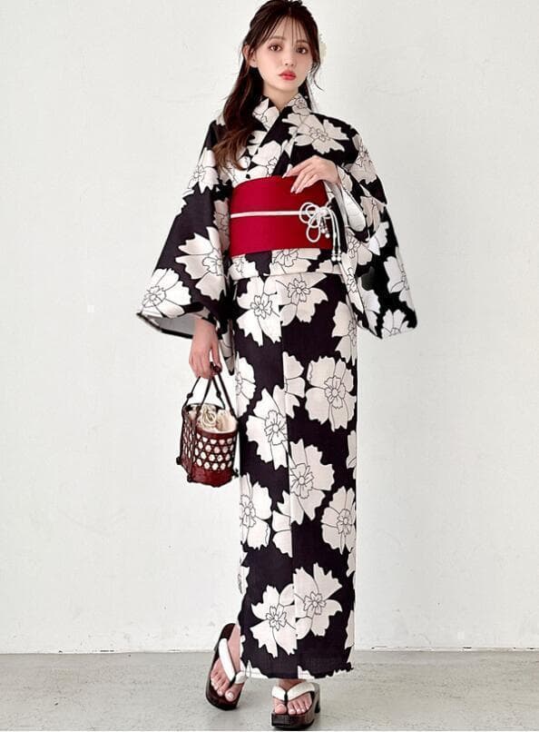 画像の帯＋おまかせ帯締めつき◆ノー皺加工最高級カルキュロ◆古都薫る江戸黒花浴衣◆