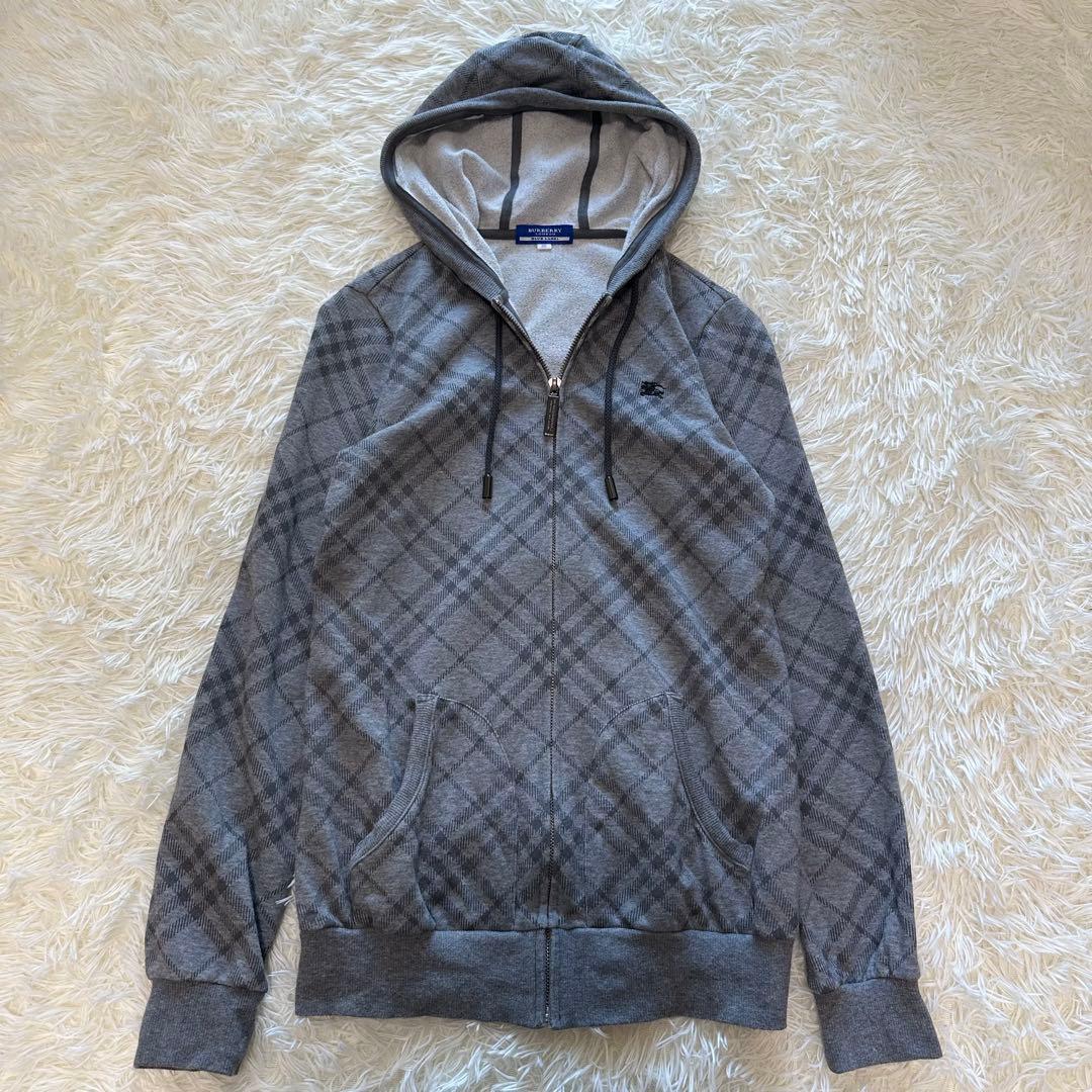 Burberry パーカー グレー チェック ロゴ