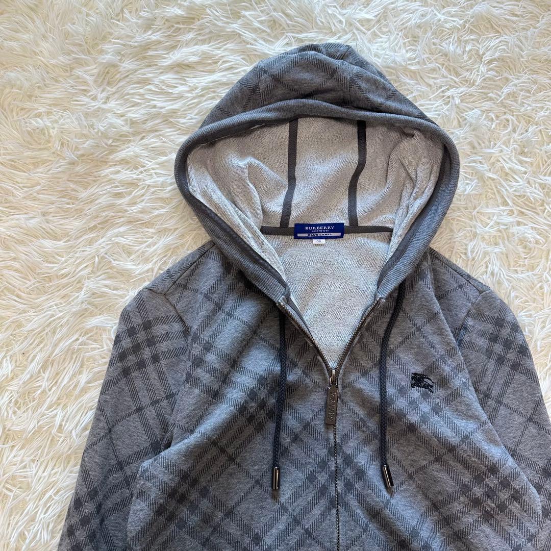Burberry パーカー グレー チェック ロゴ