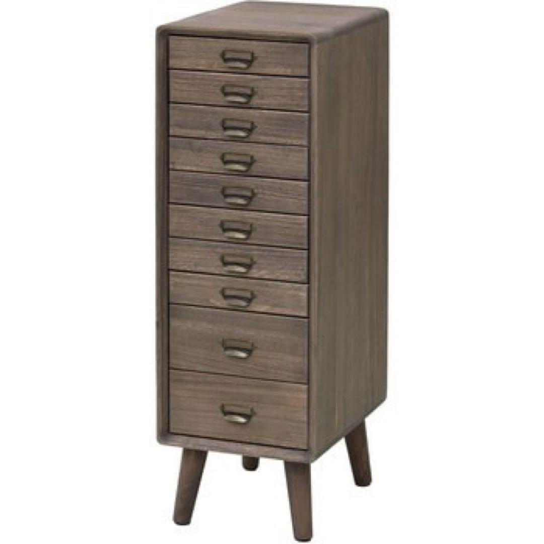 新品未使用箱不良　山善　VTC-3(WBR) 天然木 サイドチェスト 10段