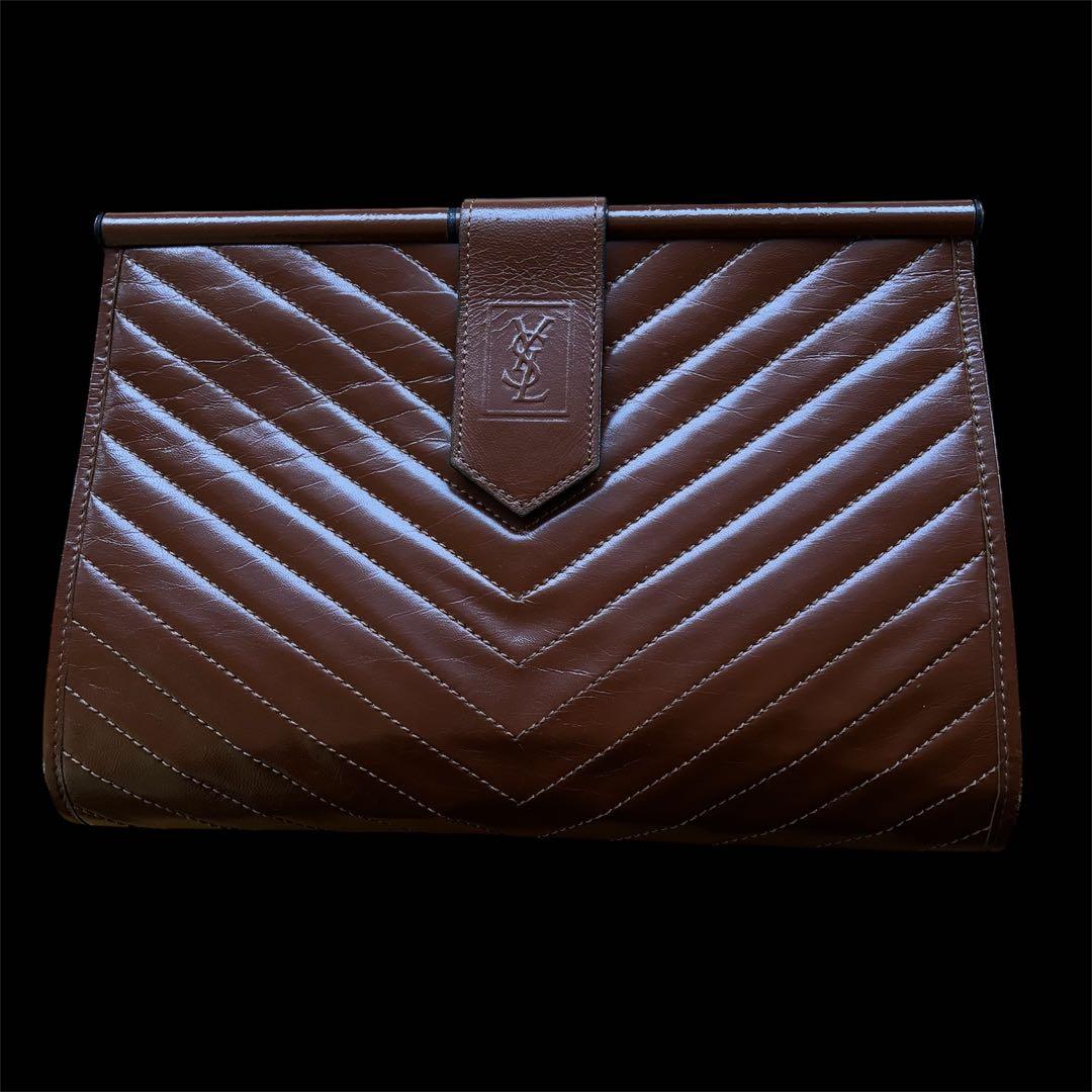 Yves Saint Laurent ブラウン クラッチバッグ