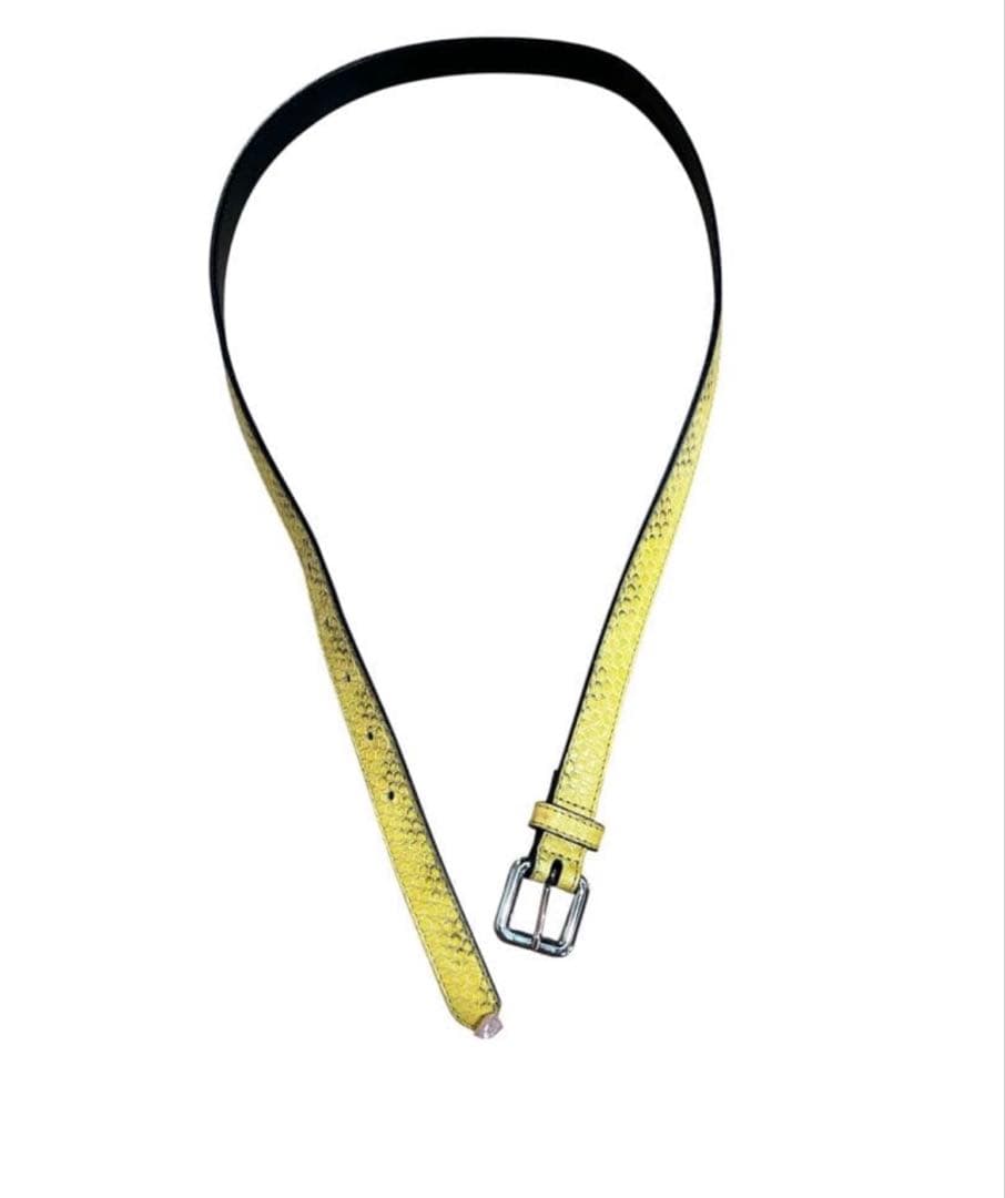 Dries Van Noten パイソン柄 ナローレザーベルト