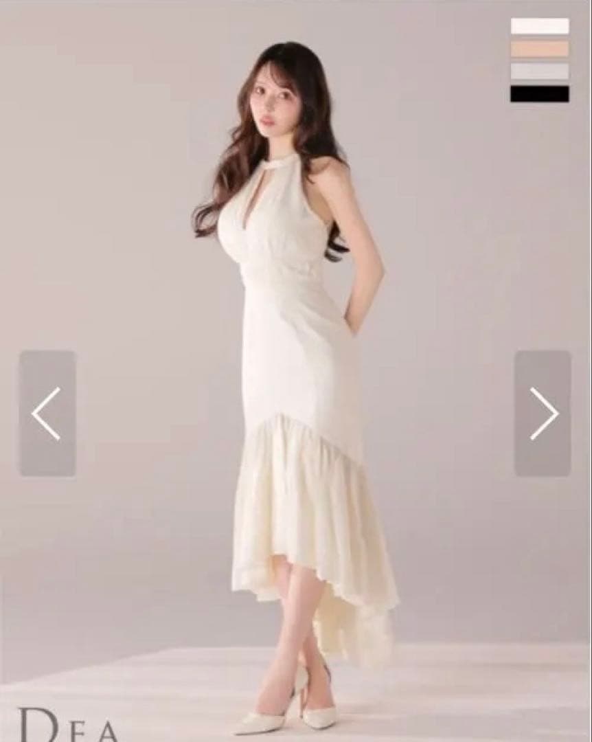 ローブドフルール アイボリー ホルターネック ロングドレス