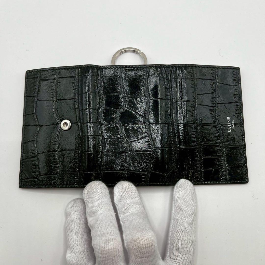 【美品】 CELINE セリーヌ キーケース クロコダイル型押し カーフスキン