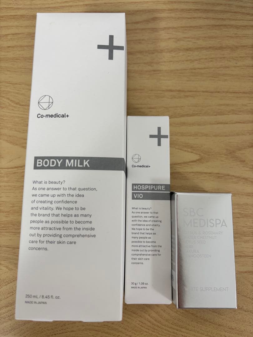 湘南美容外科のボディミルク、ホスピピュアヴィオ、メディスパホワイトサプリメント