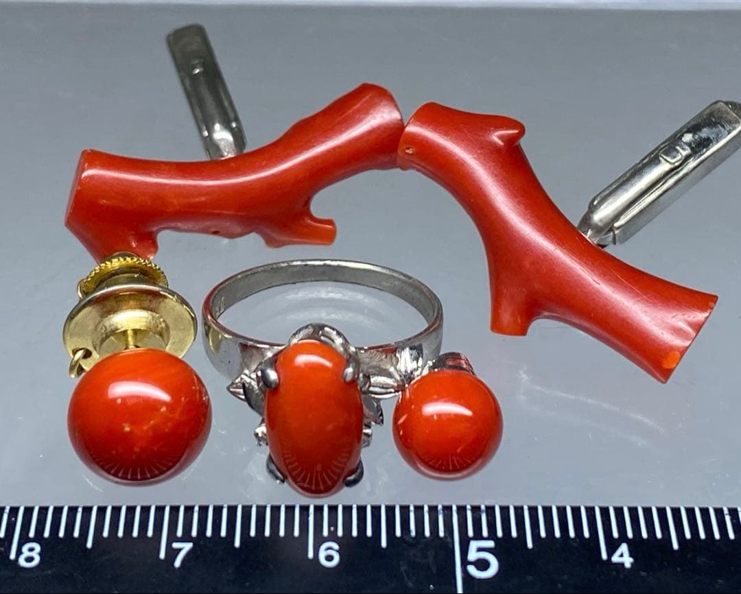 本血赤珊瑚　指輪、ネックレストップ等　15g 東Y7-0226☆2Fタカチ