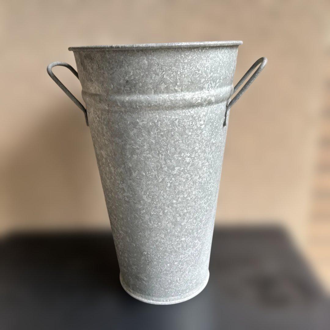 フラワーバスケット　傘立て　亜鉛メッキ　ブリキ