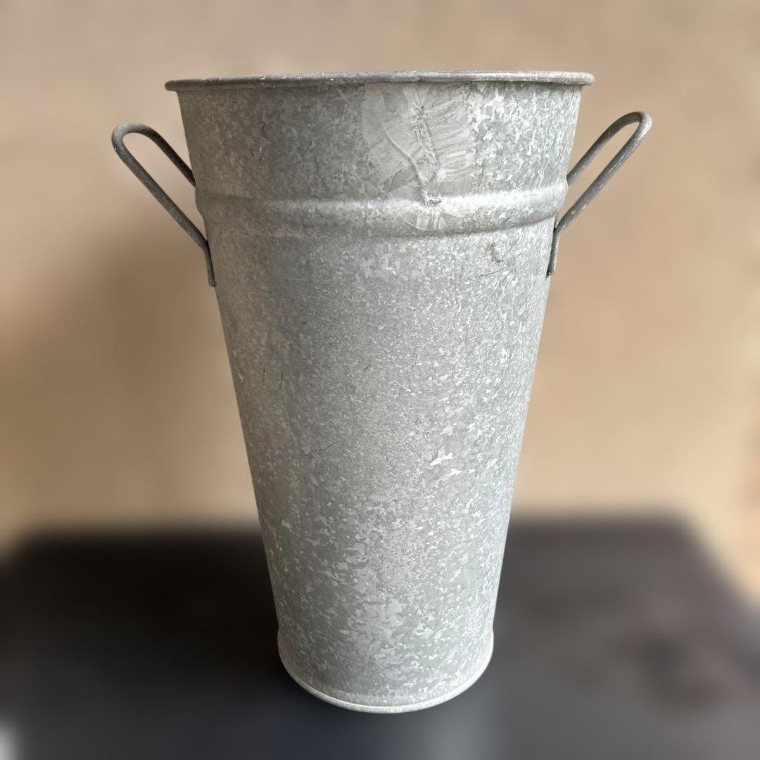 フラワーバスケット　傘立て　亜鉛メッキ　ブリキ