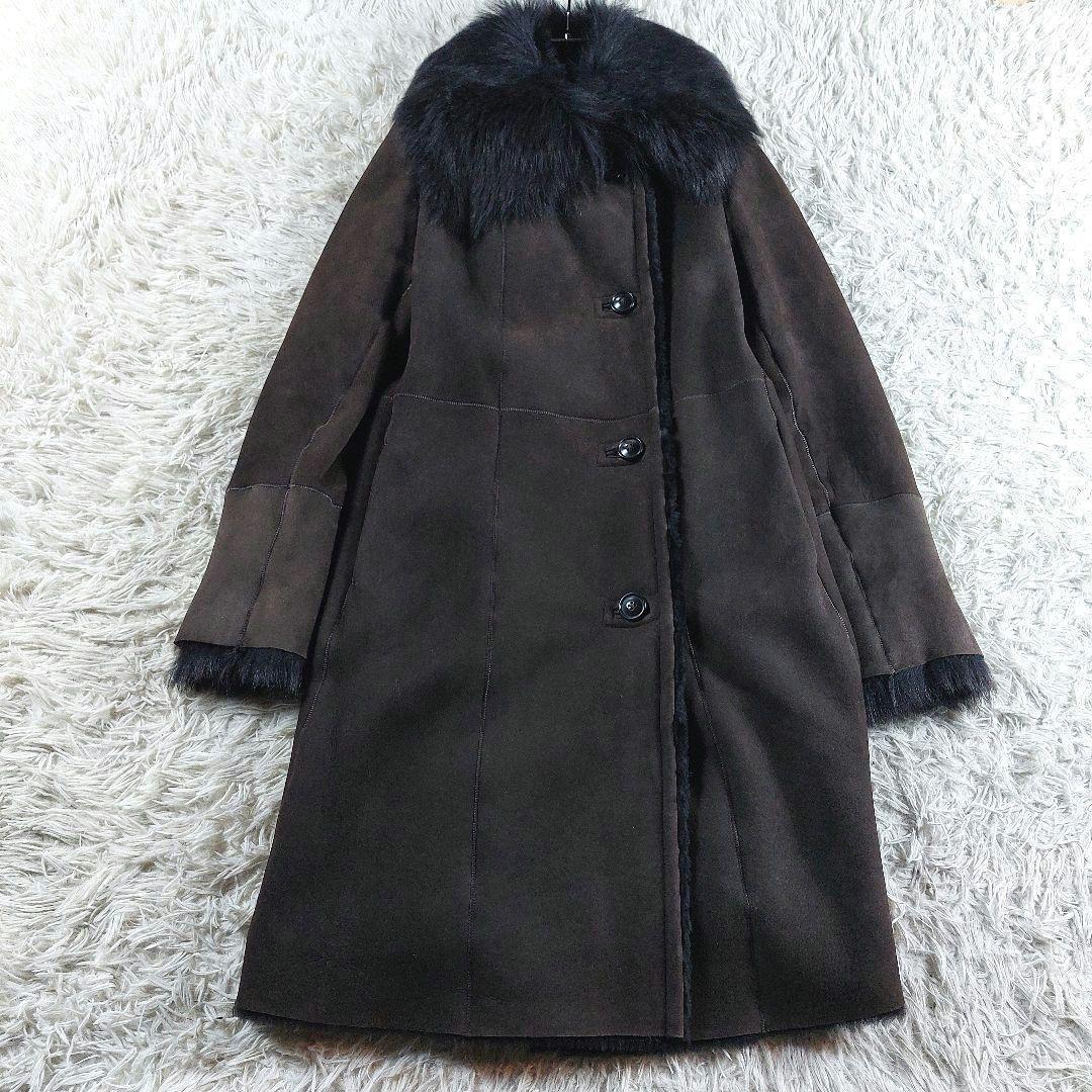 未使用級 MERION メリオントウキョウ ラムスキン ロング ムートン コート