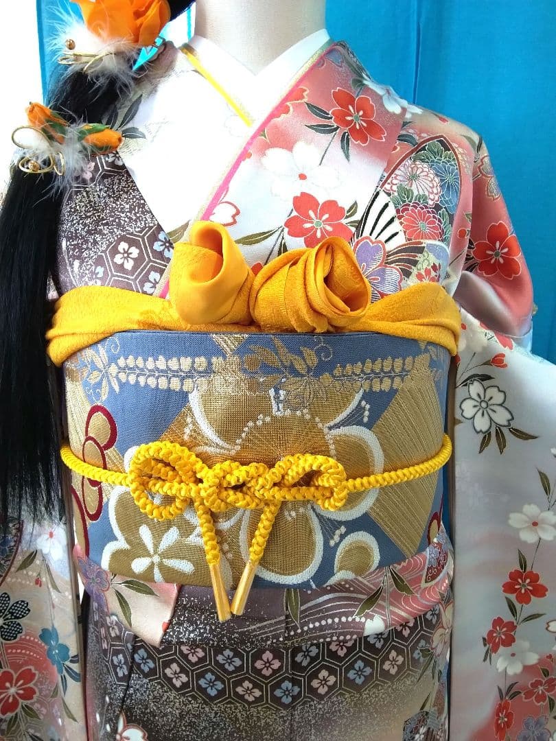 振袖フルセット、正絹振袖、成人式、重ね衿、帯揚げ帯締め、西陣袋帯、襦袢