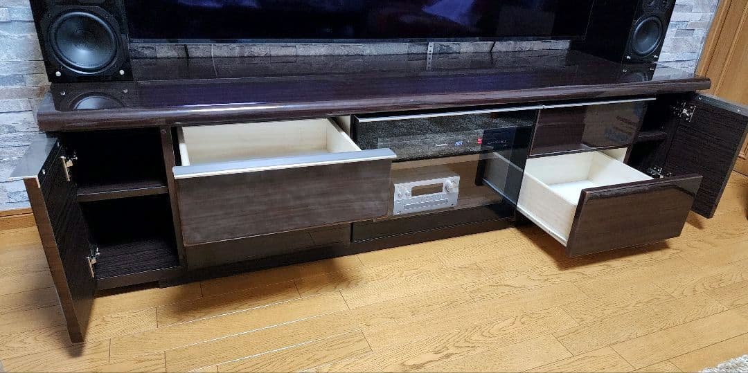高級 ダークブラウン テレビ台 引き出し付き