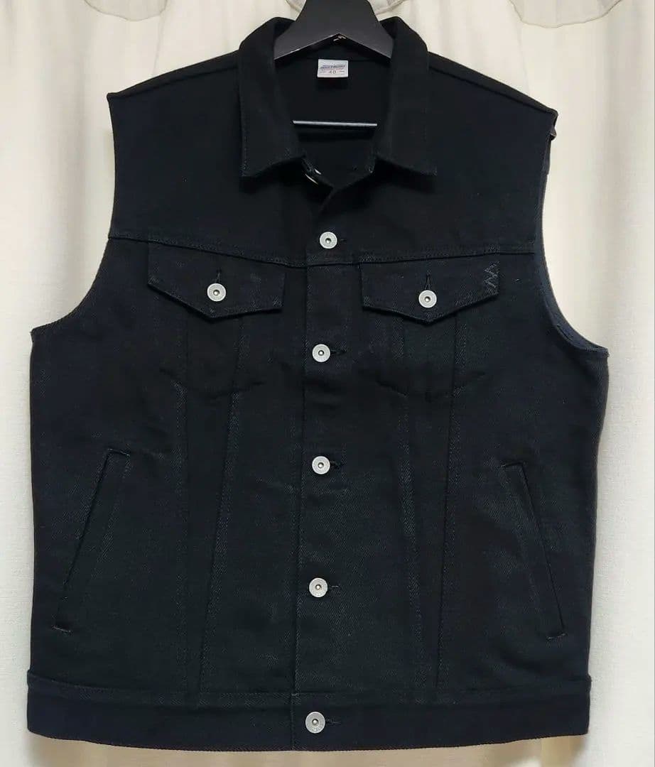 美品！アイアンハート IRON HEART 21oz黒鎧デニム ベスト L 40