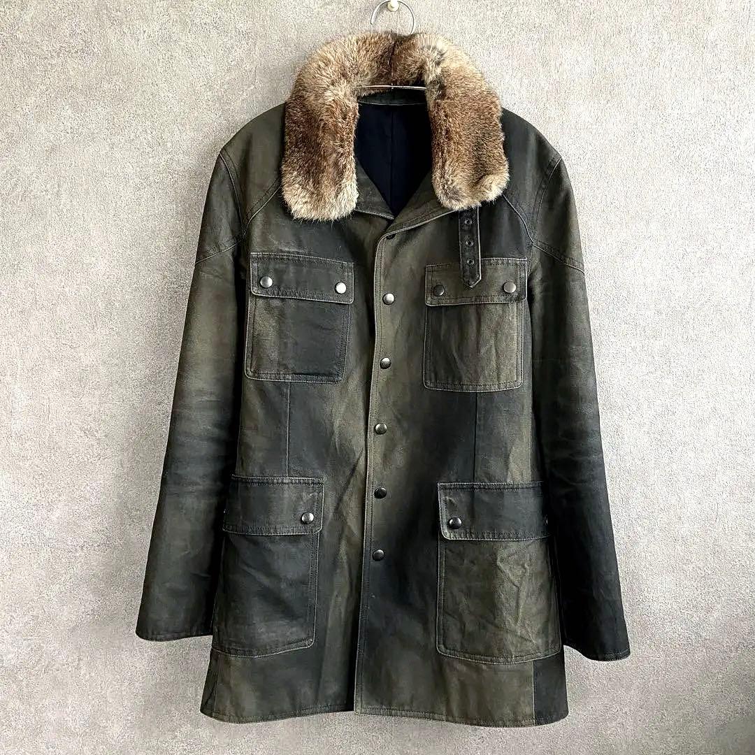 SHELLAC ミリタリーコート ジャケット ファー付 カーキ 古着 90s