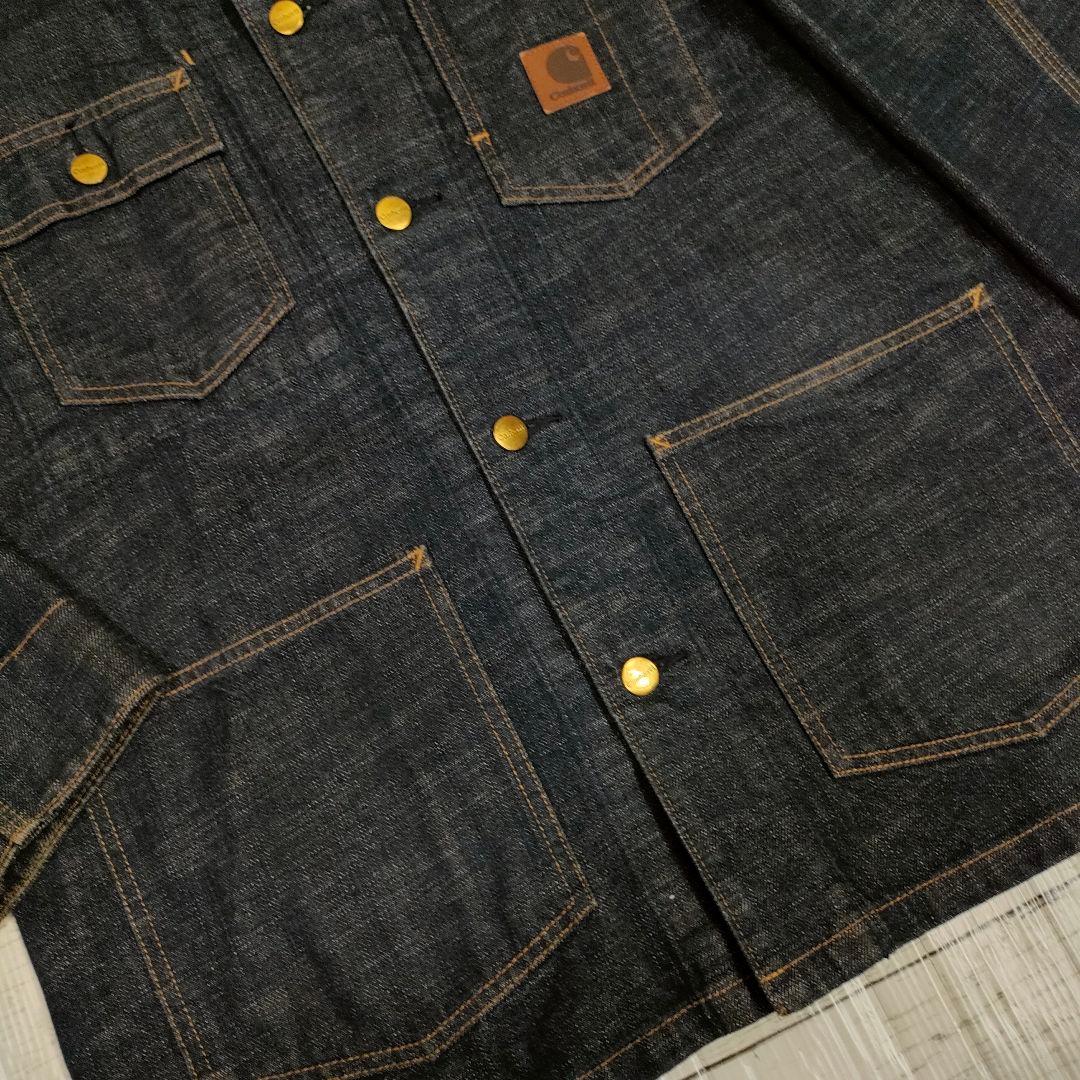 【美品】Carhartt◆デニムカバーオール◆M/ダークインディゴ◆レザーパッチ