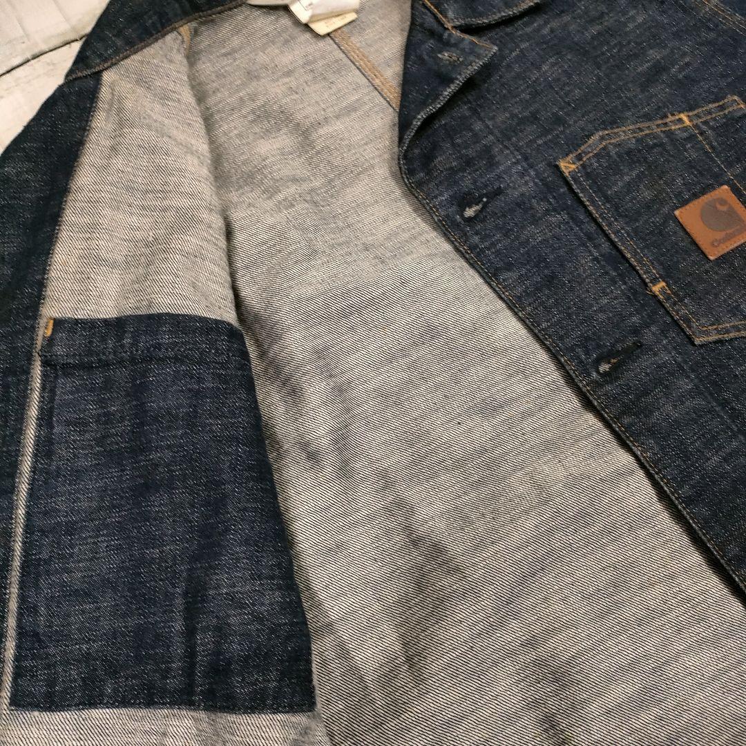 【美品】Carhartt◆デニムカバーオール◆M/ダークインディゴ◆レザーパッチ