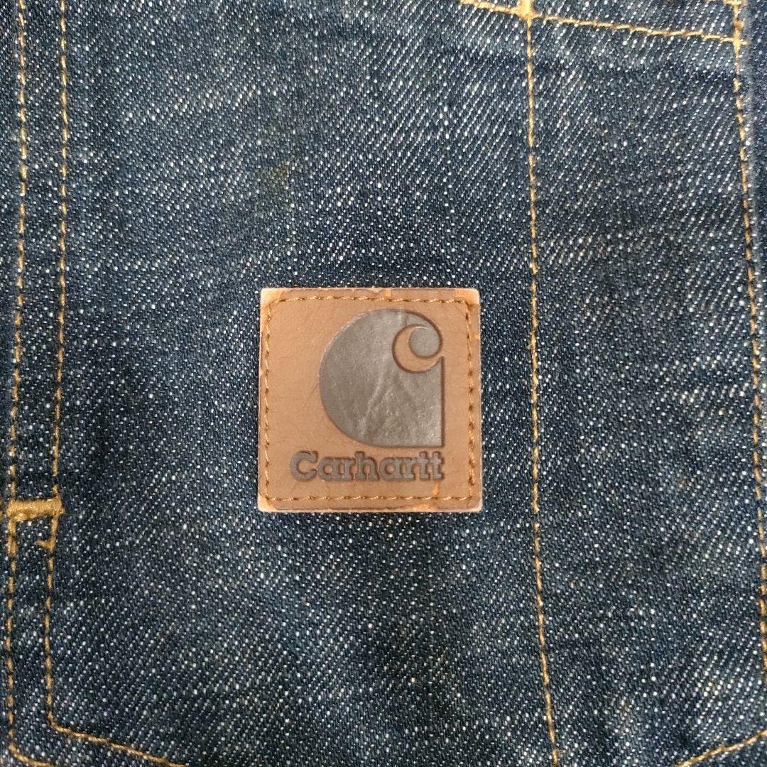 【美品】Carhartt◆デニムカバーオール◆M/ダークインディゴ◆レザーパッチ