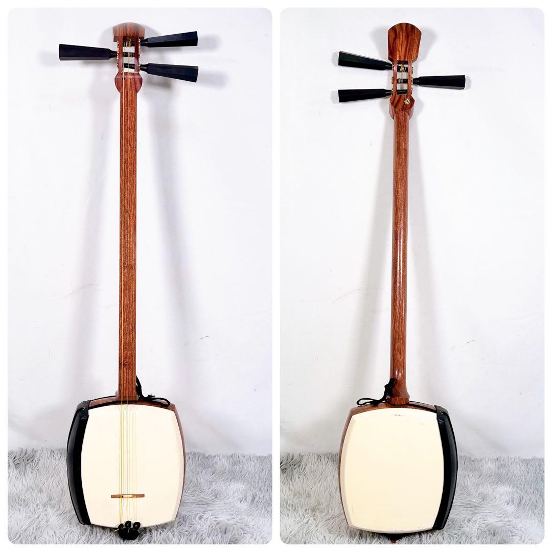 津軽三味線　花梨　太棹　東さわり付　皮やぶれなし　バチ　ケース付