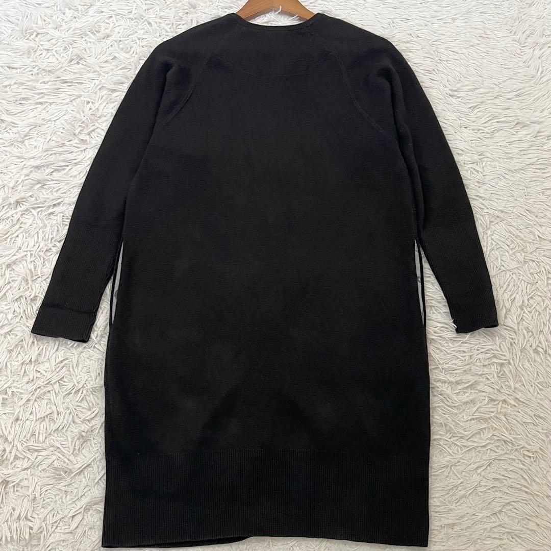 希少✨キャバン　カーディガン　ラグランスリーブ　ロング　カシミヤ混　金ボタン　黒