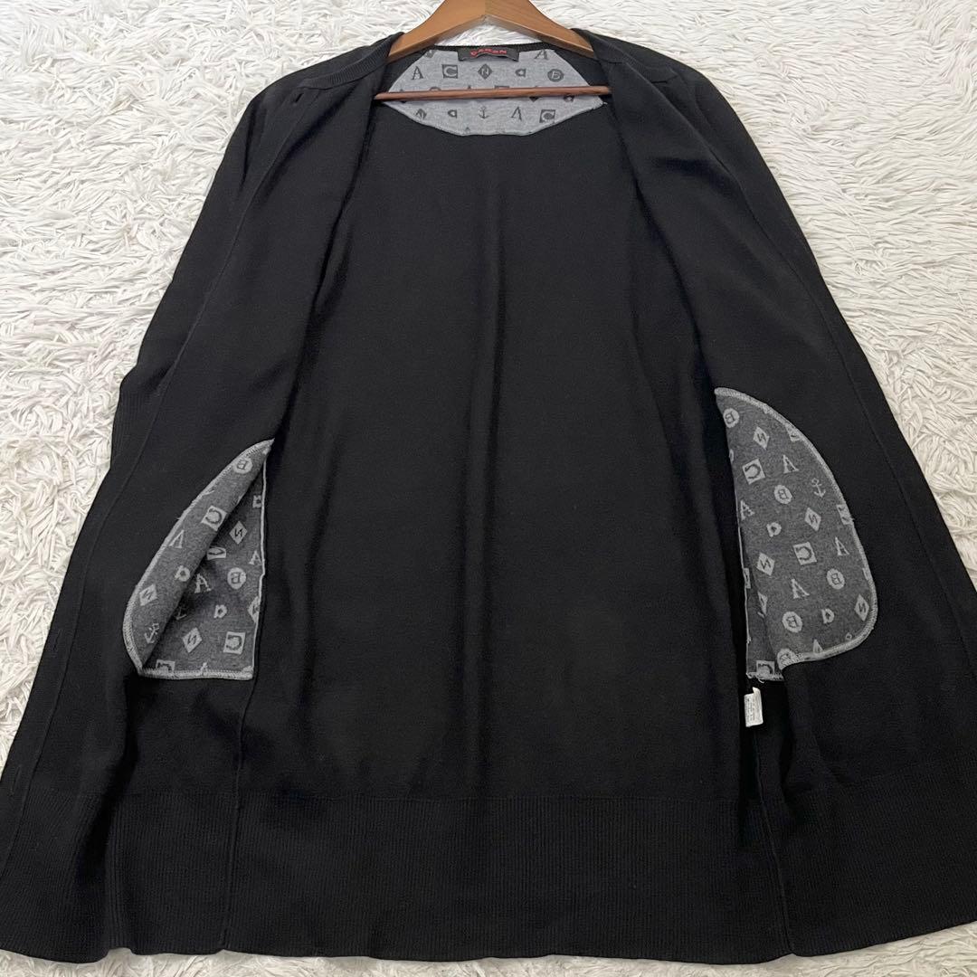 希少✨キャバン　カーディガン　ラグランスリーブ　ロング　カシミヤ混　金ボタン　黒