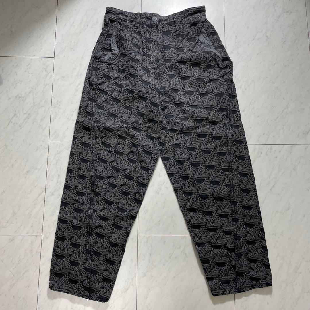 ヴィヴィアンウエストウッド オーブジャガードパンツ 総柄 ブラックデニム 2