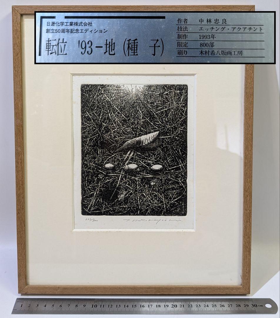 中林忠良 転位 '93 - 地 (種子) エッチング 632/800静物画　版画