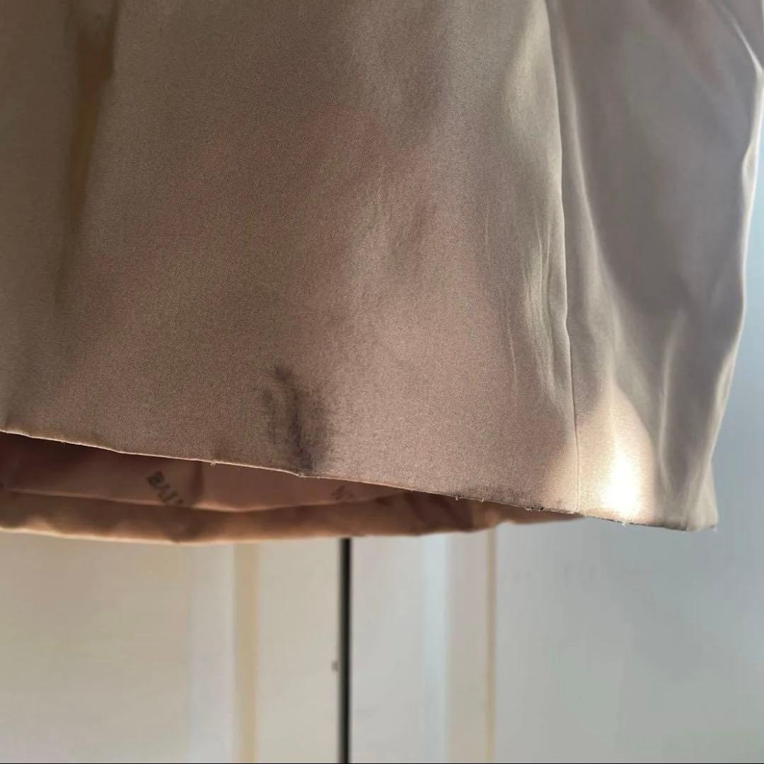 バルマン BALMAIN シルク コート ロング ファー付き 9号