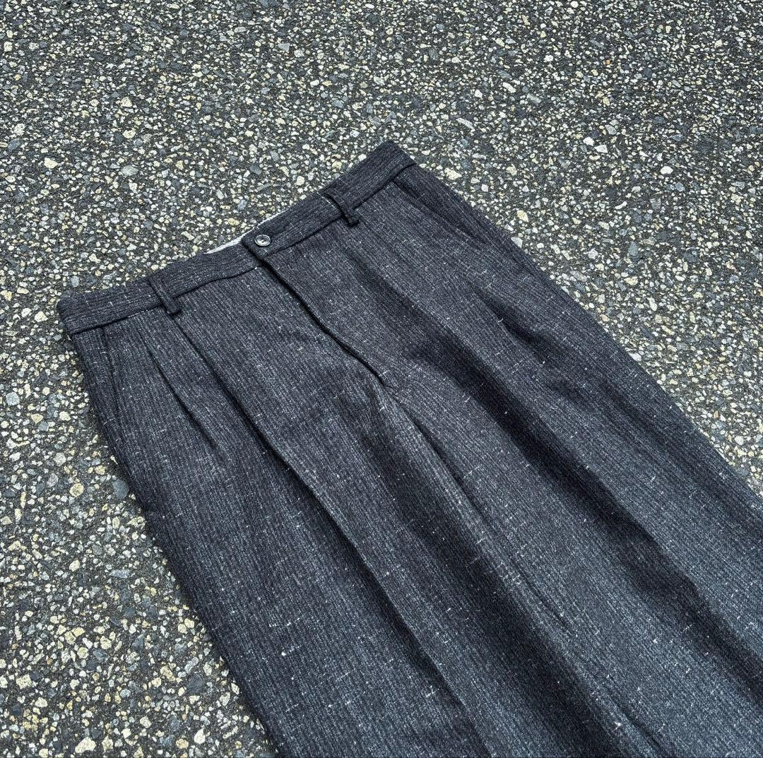 ふ*く様 80s 90s ワイドスラックス 絣 ネップ ブラック シティーボーイ